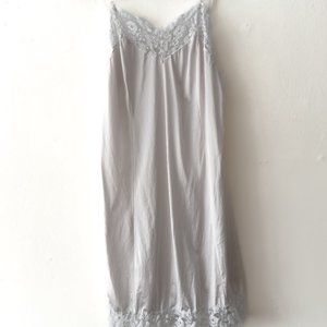 Vintage White Satin and Lace Slip Dress